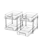 Organiseur cosmétique transparent à 2 niveaux, support pour soins de la peau et maquillage, étagère de rangement réglable, organiseur de comptoir, pour cosmétiques, aliments et articles ménagers