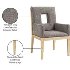 Meridian Furniture, Chaise de salle à manger avec accoudoirs en tissu texturé lin Gwendolyn