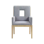 Meridian Furniture, Chaise de salle à manger avec accoudoirs en tissu texturé lin Gwendolyn