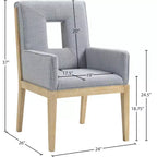 Meridian Furniture, Chaise de salle à manger avec accoudoirs en tissu texturé lin Gwendolyn