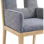 Meridian Furniture, Chaise de salle à manger avec accoudoirs en tissu texturé lin Gwendolyn
