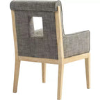 Meridian Furniture, Chaise de salle à manger avec accoudoirs en tissu texturé lin Gwendolyn