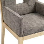Meridian Furniture, Chaise de salle à manger avec accoudoirs en tissu texturé lin Gwendolyn