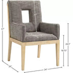 Meridian Furniture, Chaise de salle à manger avec accoudoirs en tissu texturé lin Gwendolyn
