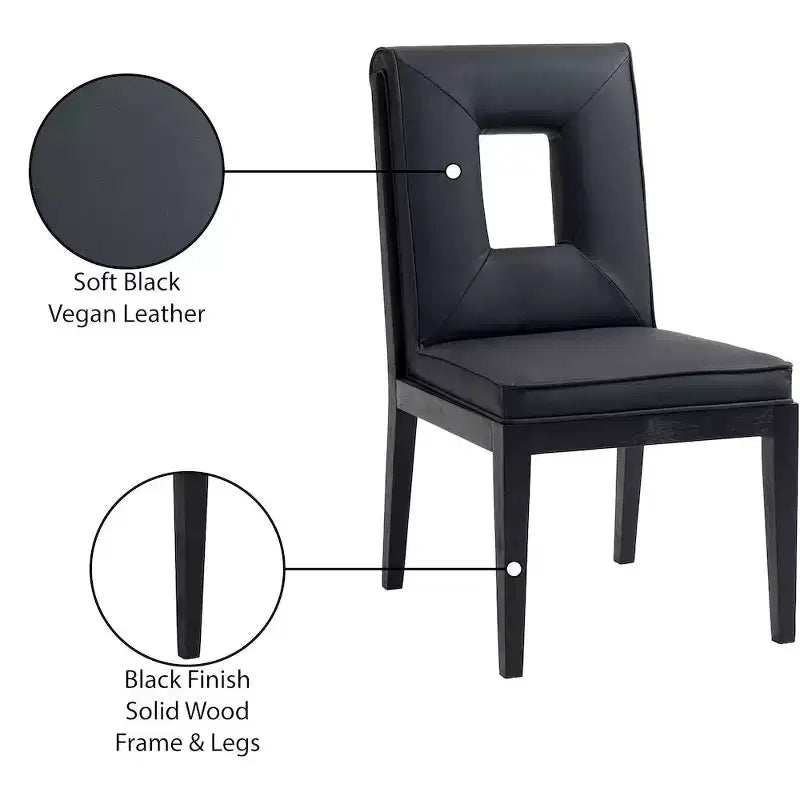 Meridian Furniture, Chaise de salle à manger Gwendolyn en cuir végétalien, lot de 2