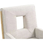Meridian Furniture, Chaise de salle à manger avec accoudoirs en tissu texturé lin crème Gwendolyn