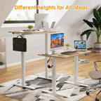 PexFix Bureau debout électrique 101,6 x 61 cm, plateau naturel, bureau d'ordinateur réglable en hauteur, bureau de télétravail avec panneau de jonction