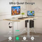 PexFix Bureau debout électrique 101,6 x 61 cm, plateau naturel, bureau d'ordinateur réglable en hauteur, bureau de télétravail avec panneau de jonction