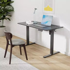 PexFix Bureau assis-debout électrique 122 x 61 cm, plateau noir, hauteur réglable, pour ordinateur, bureau à domicile avec plateau en épissure