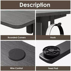 PexFix Bureau assis-debout électrique 122 x 61 cm, plateau noir, hauteur réglable, pour ordinateur, bureau à domicile avec plateau en épissure