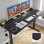 PexFix Bureau Debout Électrique 55 x 24 Noir, Bureau d'Ordinateur Réglable en Hauteur avec Planche d'Épissure, pour Bureau à Domicile