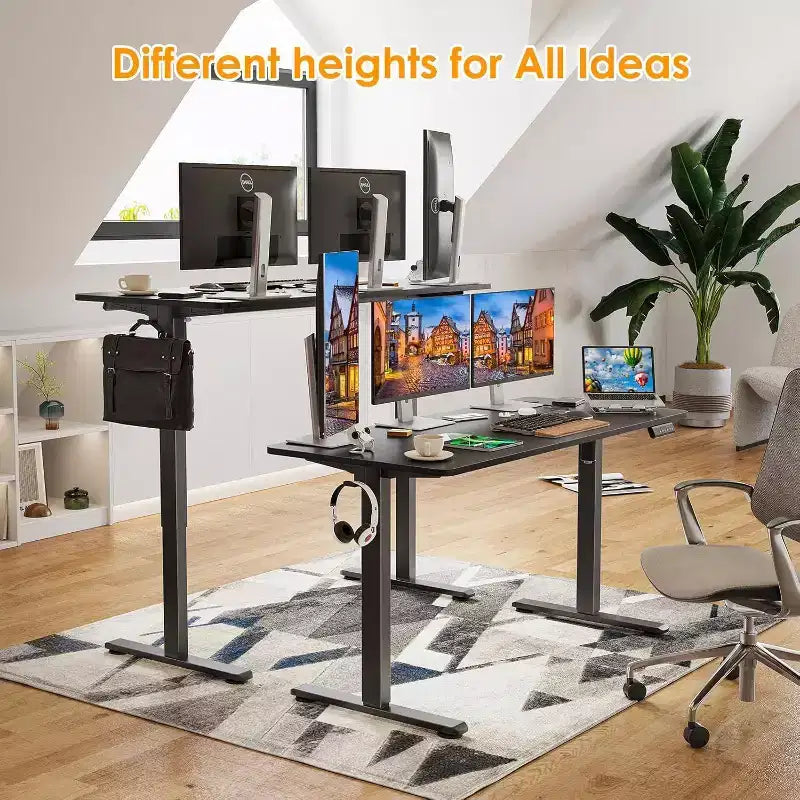 PexFix Bureau Debout Électrique 55 x 24 Noir, Bureau d'Ordinateur Réglable en Hauteur avec Planche d'Épissure, pour Bureau à Domicile
