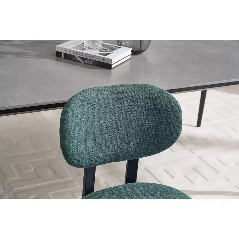Lot de 2 chaises de salle à manger Okak de style Mid-Century, chaises de salle à manger rembourrées en boucle, chaises d'appoint de cuisine avec pieds en métal noir