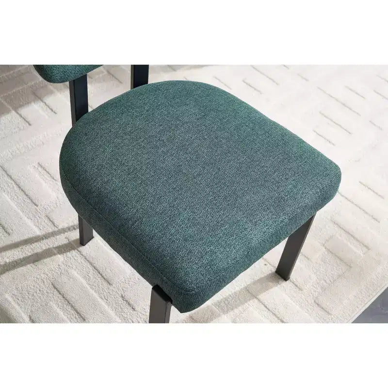 Lot de 2 chaises de salle à manger Okak de style Mid-Century, chaises de salle à manger rembourrées en boucle, chaises d'appoint de cuisine avec pieds en métal noir