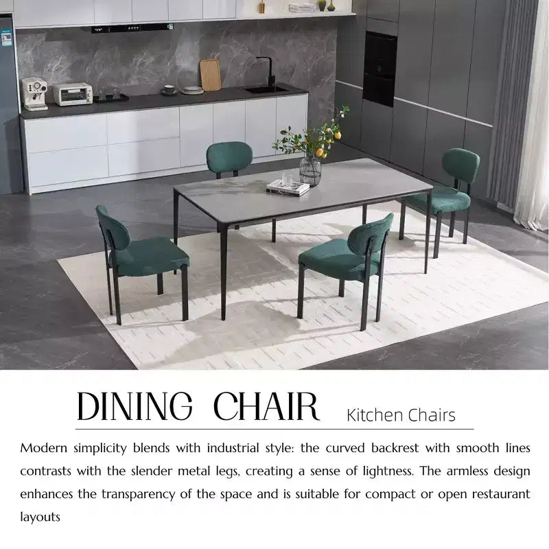 Lot de 2 chaises de salle à manger Okak de style Mid-Century, chaises de salle à manger rembourrées en boucle, chaises d'appoint de cuisine avec pieds en métal noir