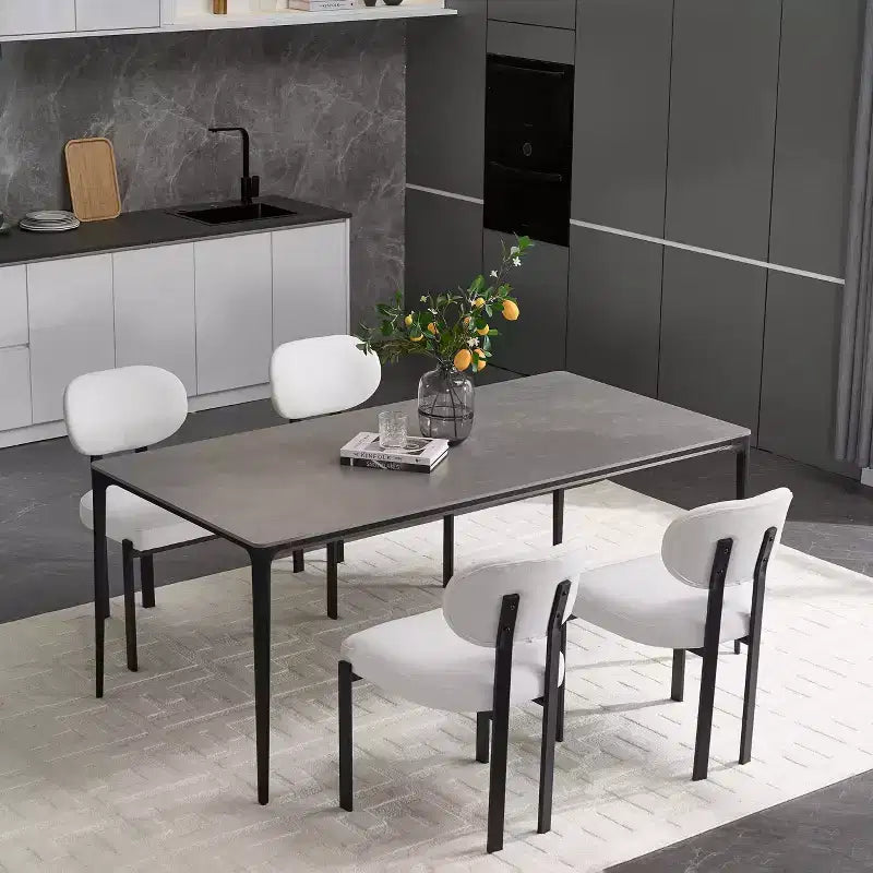 Lot de 2 chaises de salle à manger Okak de style Mid-Century, chaises de salle à manger rembourrées en boucle, chaises d'appoint de cuisine avec pieds en métal noir