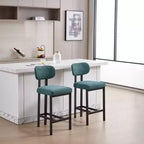Lot de 2 chaises de salle à manger Okak de style Mid-Century, chaises de salle à manger rembourrées en boucle, chaises d'appoint de cuisine avec pieds en métal noir