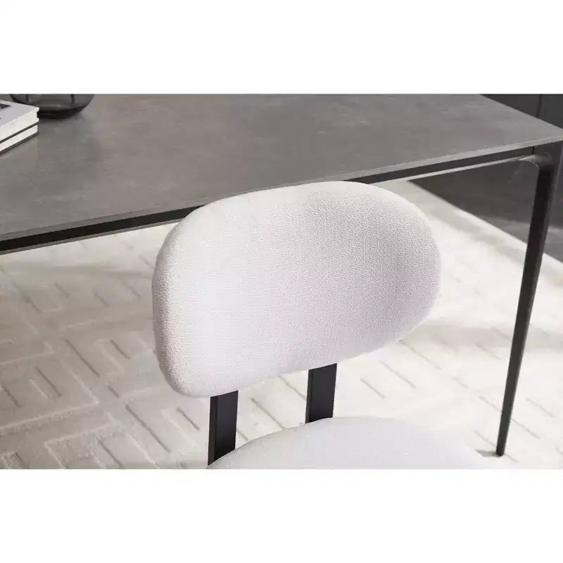 Lot de 2 chaises de salle à manger Okak de style Mid-Century, chaises de salle à manger rembourrées en boucle, chaises d'appoint de cuisine avec pieds en métal noir