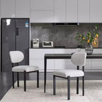 Lot de 2 chaises de salle à manger Okak de style Mid-Century, chaises de salle à manger rembourrées en boucle, chaises d'appoint de cuisine avec pieds en métal noir