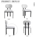 Lot de 2 chaises de salle à manger Okak de style Mid-Century, chaises de salle à manger rembourrées en boucle, chaises d'appoint de cuisine avec pieds en métal noir