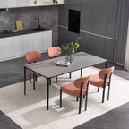 Lot de 2 chaises de salle à manger Okak de style Mid-Century, chaises de salle à manger rembourrées en boucle, chaises d'appoint de cuisine avec pieds en métal noir