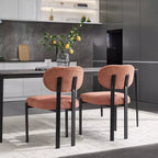 Lot de 2 chaises de salle à manger Okak de style Mid-Century, chaises de salle à manger rembourrées en boucle, chaises d'appoint de cuisine avec pieds en métal noir