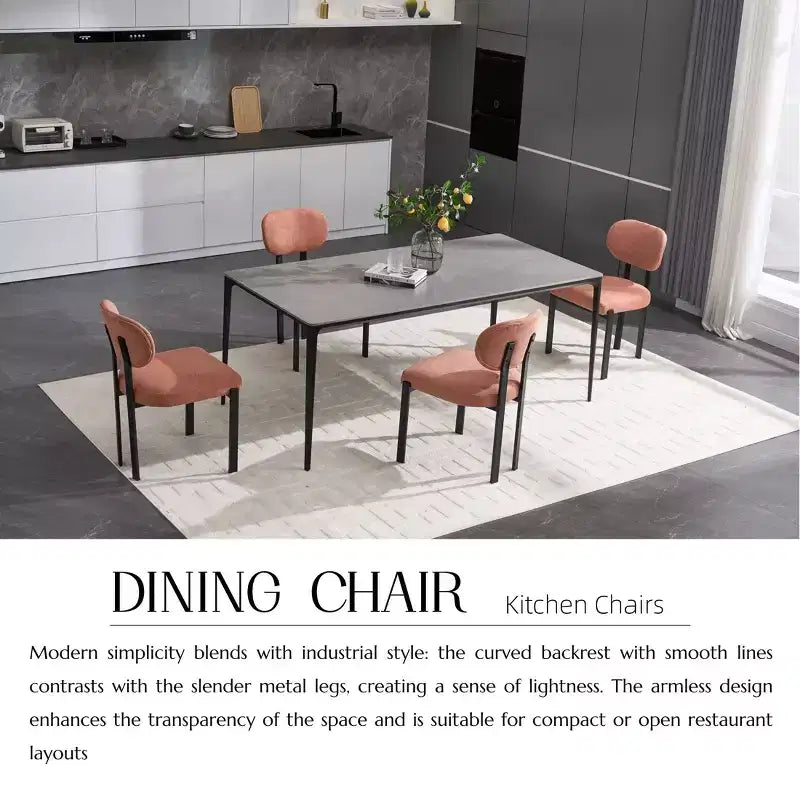 Lot de 2 chaises de salle à manger Okak de style Mid-Century, chaises de salle à manger rembourrées en boucle, chaises d'appoint de cuisine avec pieds en métal noir