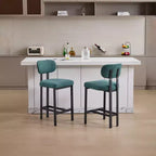 Lot de 2 chaises de salle à manger Okak de style Mid-Century, chaises de salle à manger rembourrées en boucle, chaises d'appoint de cuisine avec pieds en métal noir