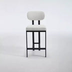 Lot de 2 chaises de salle à manger Okak de style Mid-Century, chaises de salle à manger rembourrées en boucle, chaises d'appoint de cuisine avec pieds en métal noir