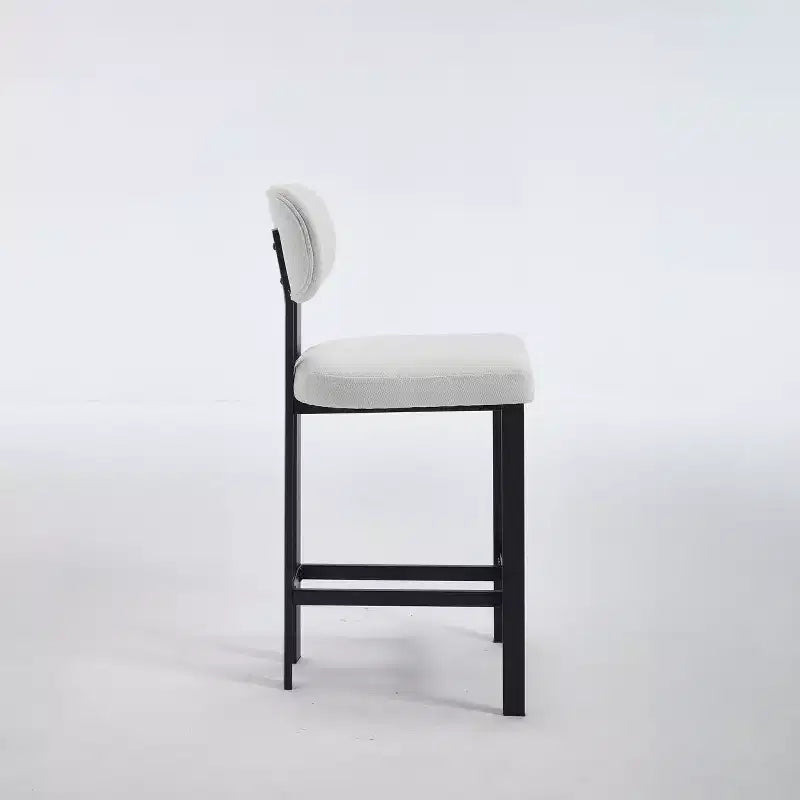 Lot de 2 chaises de salle à manger Okak de style Mid-Century, chaises de salle à manger rembourrées en boucle, chaises d'appoint de cuisine avec pieds en métal noir