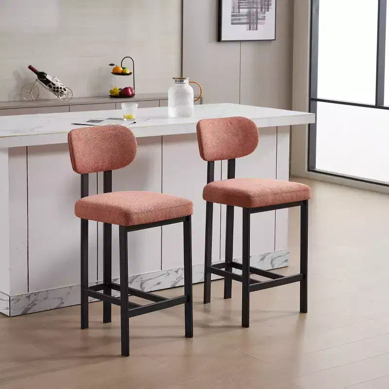 Lot de 2 chaises de salle à manger Okak de style Mid-Century, chaises de salle à manger rembourrées en boucle, chaises d'appoint de cuisine avec pieds en métal noir