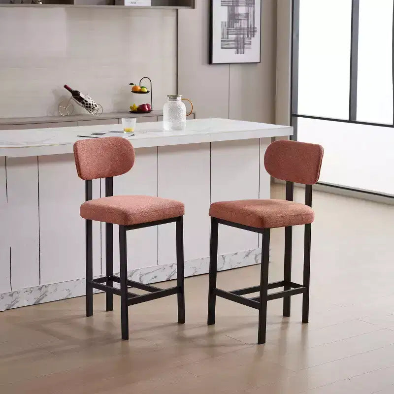 Lot de 2 chaises de salle à manger Okak de style Mid-Century, chaises de salle à manger rembourrées en boucle, chaises d'appoint de cuisine avec pieds en métal noir