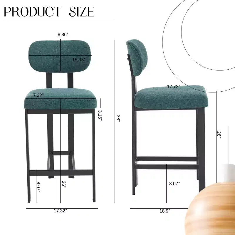 Lot de 2 chaises de salle à manger Okak de style Mid-Century, chaises de salle à manger rembourrées en boucle, chaises d'appoint de cuisine avec pieds en métal noir