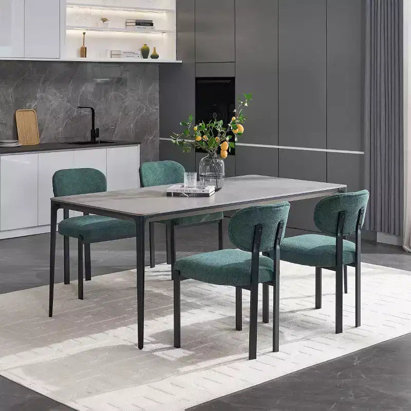 Lot de 2 chaises de salle à manger Okak de style Mid-Century, chaises de salle à manger rembourrées en boucle, chaises d'appoint de cuisine avec pieds en métal noir