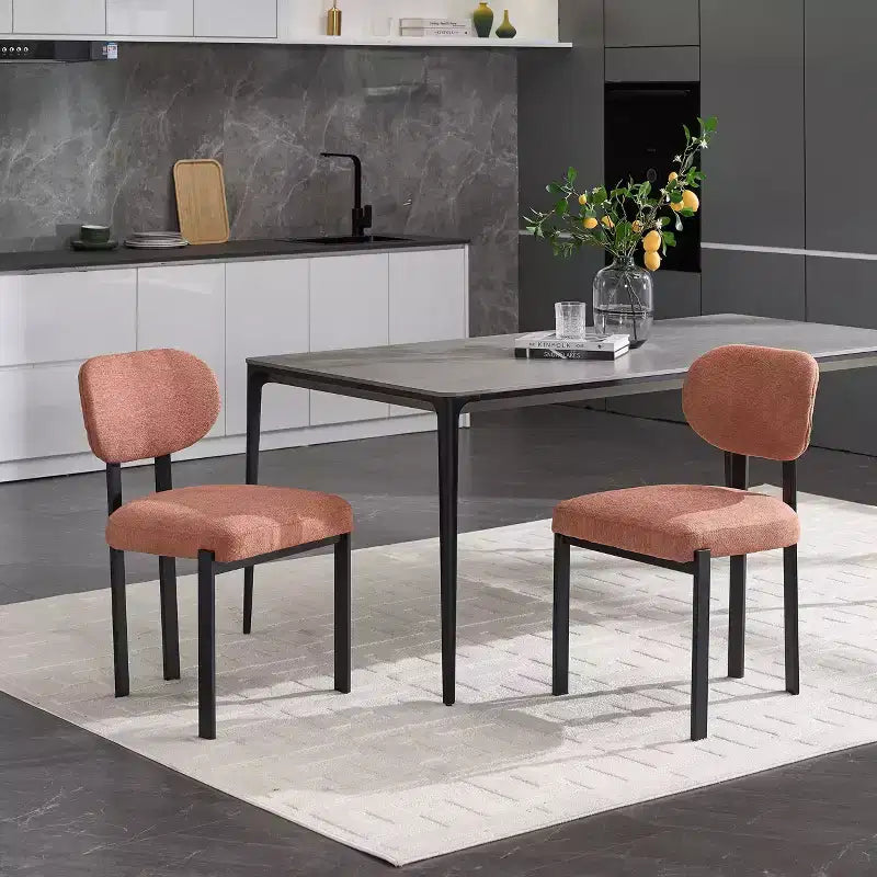 Lot de 2 chaises de salle à manger Okak de style Mid-Century, chaises de salle à manger rembourrées en boucle, chaises d'appoint de cuisine avec pieds en métal noir