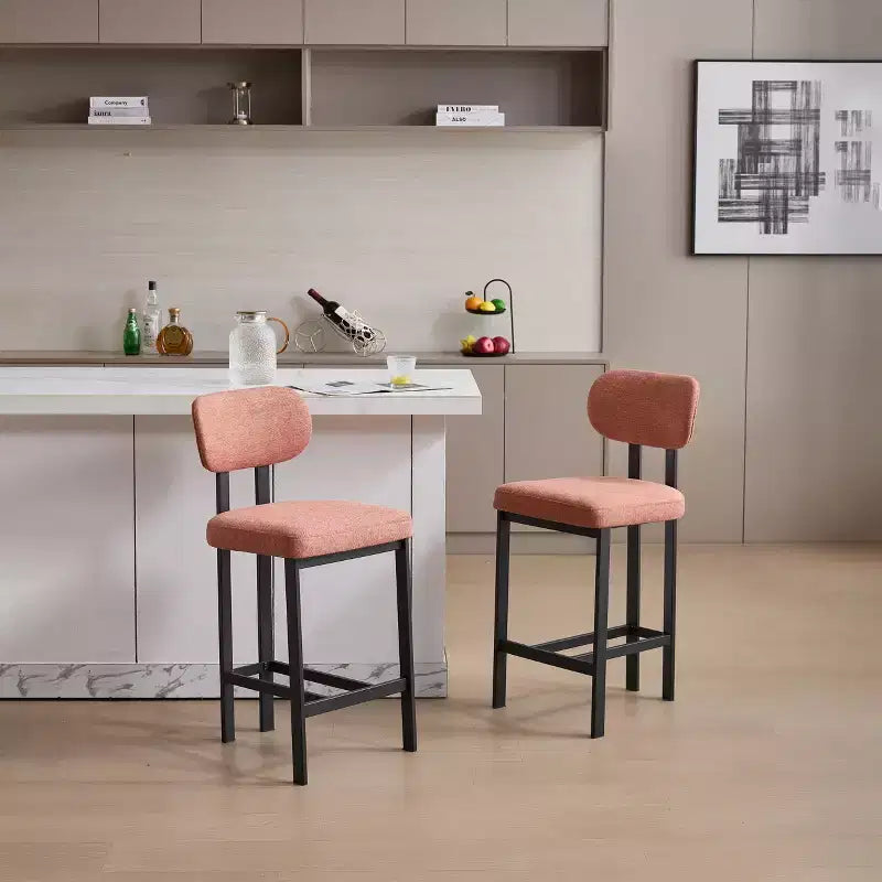 Lot de 2 chaises de salle à manger Okak de style Mid-Century, chaises de salle à manger rembourrées en boucle, chaises d'appoint de cuisine avec pieds en métal noir