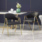 Okak Lot de 2 chaises de salle à manger modernes, chaises de salle à manger en tissu, chaises d'appoint de cuisine rembourrées avec dossier incurvé et cadre en métal
