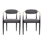 Okak Lot de 2 chaises de salle à manger modernes, chaises de salle à manger en tissu, chaises d'appoint de cuisine rembourrées avec dossier incurvé et cadre en métal