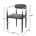 Okak Lot de 2 chaises de salle à manger modernes, chaises de salle à manger en tissu, chaises d'appoint de cuisine rembourrées avec dossier incurvé et cadre en métal