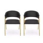 Okak Lot de 2 chaises de salle à manger modernes, chaises de salle à manger en tissu, chaises d'appoint de cuisine rembourrées avec dossier incurvé et cadre en métal