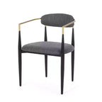 Okak Lot de 2 chaises de salle à manger modernes, chaises de salle à manger en tissu, chaises d'appoint de cuisine rembourrées avec dossier incurvé et cadre en métal