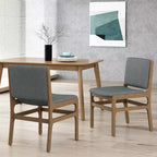 Okak Lot de 2 chaises de salle à manger modernes, chaises de salle à manger en tissu, chaises d'appoint de cuisine rembourrées avec dossier incurvé et cadre en métal