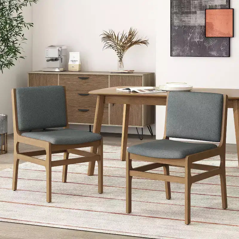 Okak Lot de 2 chaises de salle à manger modernes, chaises de salle à manger en tissu, chaises d'appoint de cuisine rembourrées avec dossier incurvé et cadre en métal