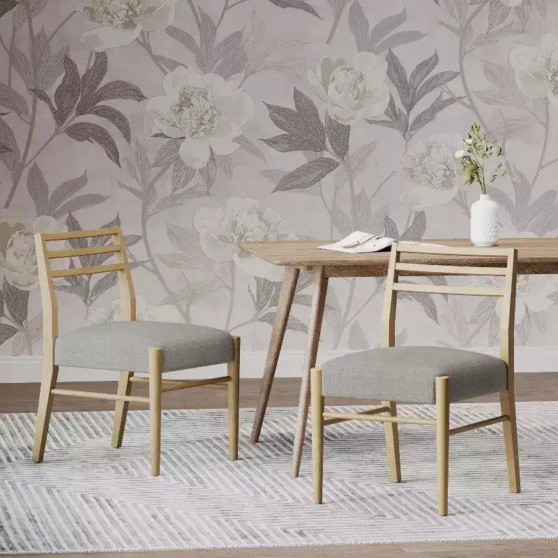 Okak Lot de 2 chaises de salle à manger modernes, chaises de salle à manger en tissu, chaises d'appoint de cuisine rembourrées avec dossier incurvé et cadre en métal