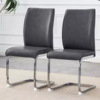 Okak Chaises de salle à manger de luxe Arch, lot de 2, chaises d'appoint confortables en similicuir haute résilience avec pieds en métal argenté pour bureau ou chambre à coucher