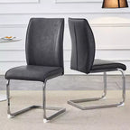 Okak Chaises de salle à manger de luxe Arch, lot de 2, chaises d'appoint confortables en similicuir haute résilience avec pieds en métal argenté pour bureau ou chambre à coucher