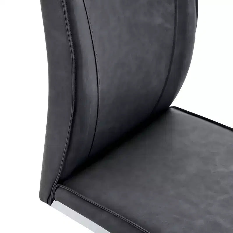 Okak Chaises de salle à manger de luxe Arch, lot de 2, chaises d'appoint confortables en similicuir haute résilience avec pieds en métal argenté pour bureau ou chambre à coucher