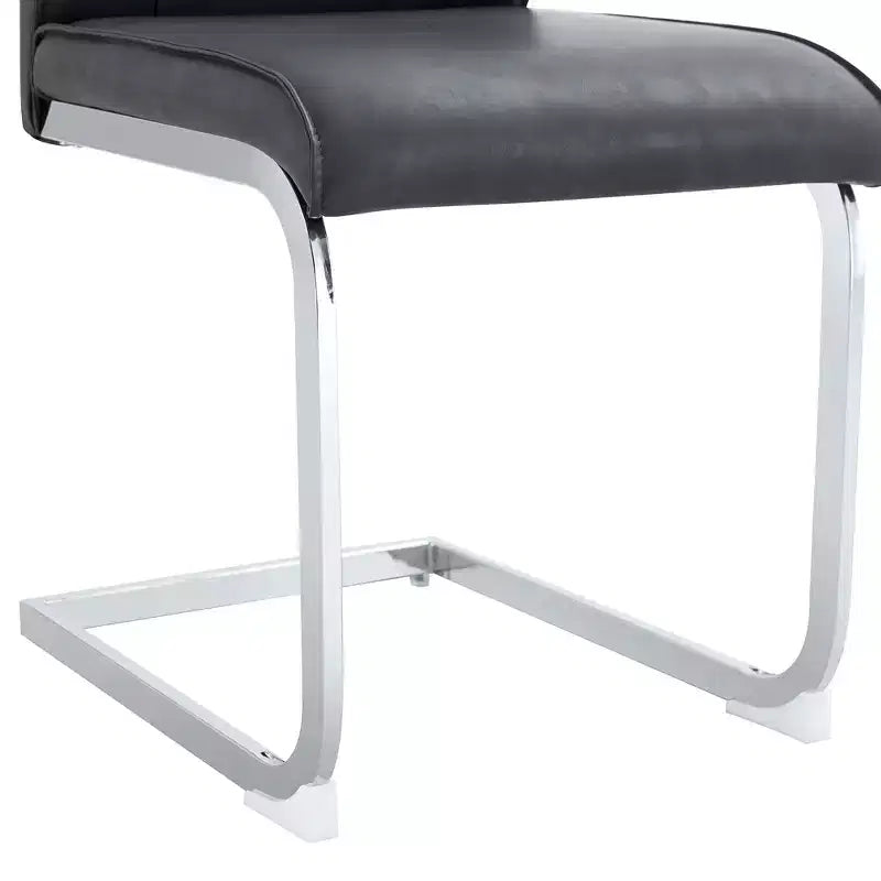 Okak Chaises de salle à manger de luxe Arch, lot de 2, chaises d'appoint confortables en similicuir haute résilience avec pieds en métal argenté pour bureau ou chambre à coucher