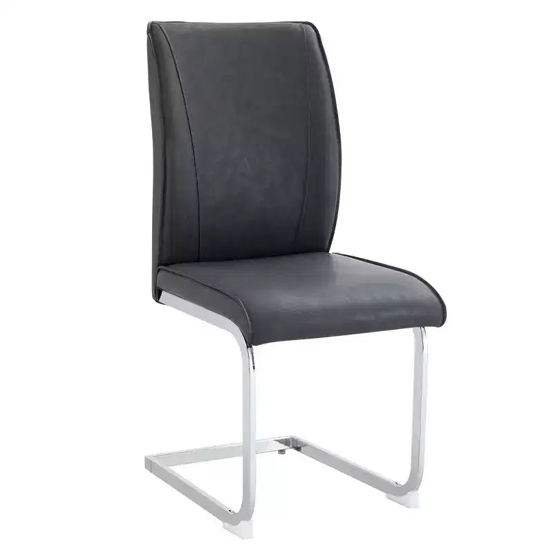 Okak Chaises de salle à manger de luxe Arch, lot de 2, chaises d'appoint confortables en similicuir haute résilience avec pieds en métal argenté pour bureau ou chambre à coucher