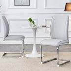 Okak Chaises de salle à manger de luxe Arch, lot de 2, chaises d'appoint confortables en similicuir haute résilience avec pieds en métal argenté pour bureau ou chambre à coucher